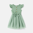 thumbnail image 3 of PatPat Family Matching Button Half Placket Ruched Tank Dresses and Colorblock Polo Neck T-shirts Sets, 3 of 4