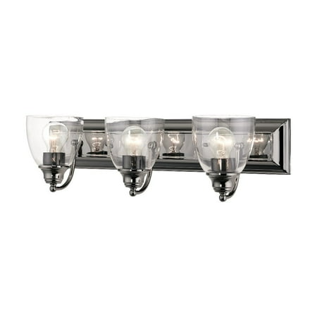 

3 Light Bathroom Light in New Traditional Style 24 inches Wide By 7 inches High-Black Chrome Finish Bailey Street Home 218-Bel-4362849