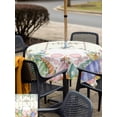 thumbnail image 4 of Outdoor Tablecloth with Umbrella Hole and Zipper, Easter Square Table Cloth 54x54 Inch Waterproof Tablecloth, Spring Rabbit Ears Foot Colorful Eggs Leaf Floral Picnic Table Cover for Patio Camping, 4 of 7