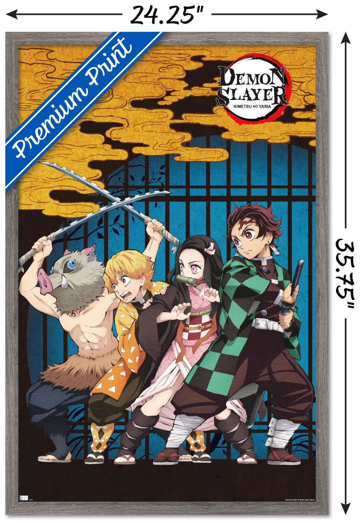 Demon Slayer - Group Art Wall Poster, 22.375" x 34" Framed