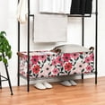 thumbnail image 3 of Yayeee Foldable Storage Basket for Shelves with Handles Waterproof Cloth Bins, Pink and Red Flowers, 3 of 7