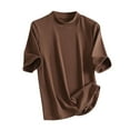 thumbnail image 2 of Women's Dressy Casual Tops Ribbed Knit Tee Blouses Soft Mock High Neck Short Sleeve Spring Summer Clothes (L, Brown), 2 of 7