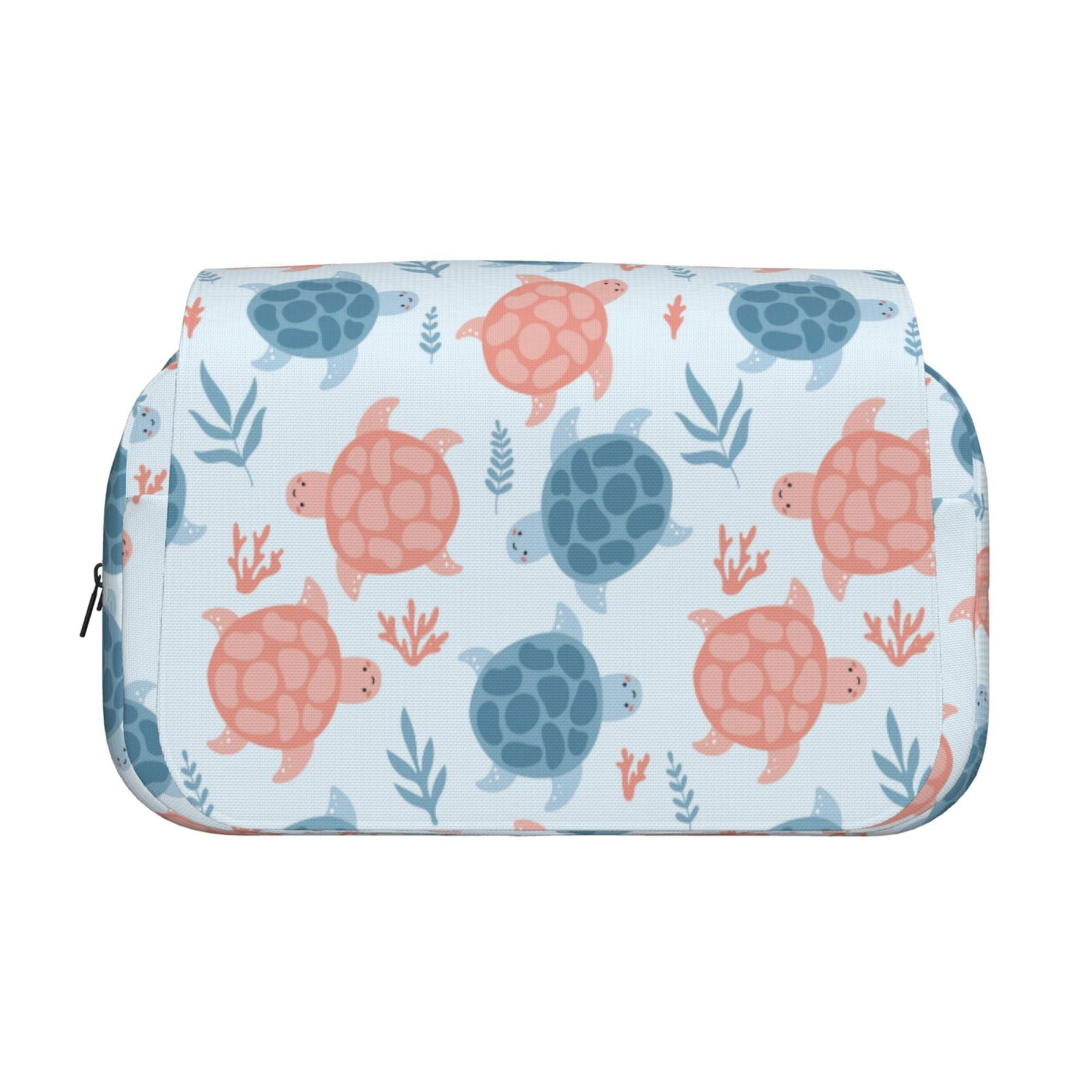 Rateoe Sea Turtle Pattern Double Clamshell Pen Case, Storage Organizer with Two Zipper Compartments– Holds Up to 50 Pencils & Pens