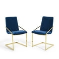 thumbnail image 1 of Side Dining Chair, Set of 2, Velvet, Metal Steel, Gold Blue Navy, Modern Contemporary Urban Design, Kitchen Room Cafe Bistro Restaurant Hospitality, 1 of 7