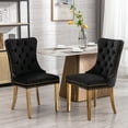 thumbnail image 6 of Tcbosik 2 Pack Upholstered Dining Chairs, Velvet Accent Chair with Tufted Button Back, Modern Side Chair with Padded Seat and Metal Legs, Easy Assembly, Black & Gold, 6 of 8