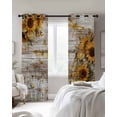 thumbnail image 2 of Farmhouse Sunflower Blackout Curtains 96 Inch Length 2 Panels Set, Vintage Daisy Butterflies Rustic Wood Full Shading Curtains for Windows, Blackout Curtains for Bedroom Living Room 52"x96", 2 of 8