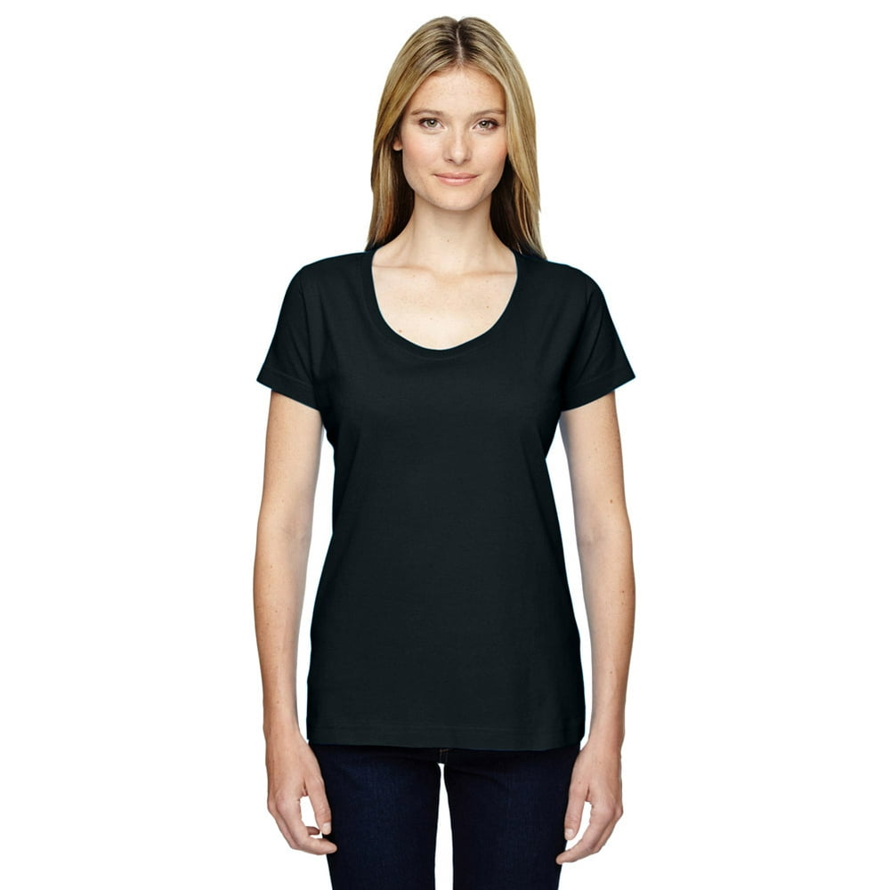 LAT Apparel - LAT 3504 Ladies Deep Scoop Neck Longer Length T-Shirt ...