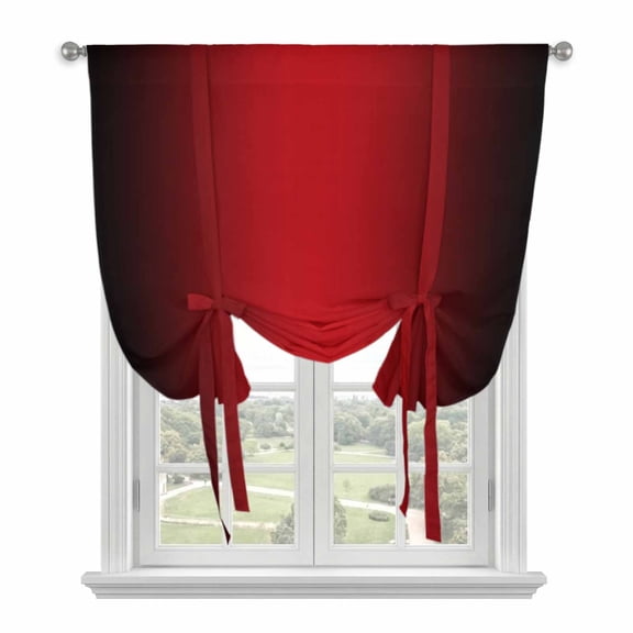 Black Red Ombre Tie Up Curtains for Window, Thermal Insulated Balloon Shade Adjustable Rod Pocket Curtains Valance Panels for Kitchen Bathroom Cafe 34 x 45 Modern Art Abstract Aesthetics