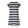 thumbnail image 5 of Lovskoo Striped Summer Dresses for Women 2024 Crewneck Cap Sleeve Color Block Casual Tshirt Dress with Pockets Navy, 5 of 8