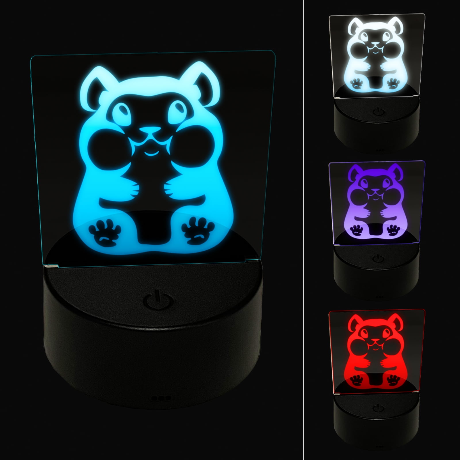 Chubby Cheek Hamster LED Night Light Sign 3D Illusion Desk Nightstand