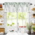 thumbnail image 3 of Sage Green Valances for Windows Eucalyptus Leaves Watercolor Leaf Red Fruit Farm Rod Pocket Curtain Valance Window Treatment Short Curtains for Kitchen Living Room, 42"x12", 3 of 5