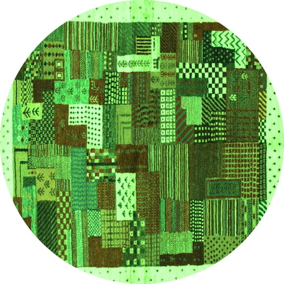 Ahgly Company Indoor Round Abstract Green Contemporary Area Rugs, 5' Round