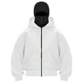 thumbnail image 4 of Bosanter Boys Balaclava Hoodie Zipper Full Zip Front Built-In Mask Winter Running Cycling Outdoor Workouts Athletic Cold Gear, White 4-5T, 4 of 6