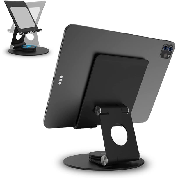 Soporte giratorio para iPad, soporte giratorio de aluminio portátil de 360° para iPad para escritorio, negocios, cocina, escritorio, soporte de mesa para tableta para iPad Pro 9.7, 10.5, 12.9/Air