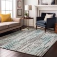 thumbnail image 7 of Addison Rugs Mayfield Premium Machine Washable Transitional Stripes Teal Rectangle Rug, 2'6" X 3'10" Machine Washable Transitional Stripes Teal Oversized Sherpa Throw Blanket, 7 of 7