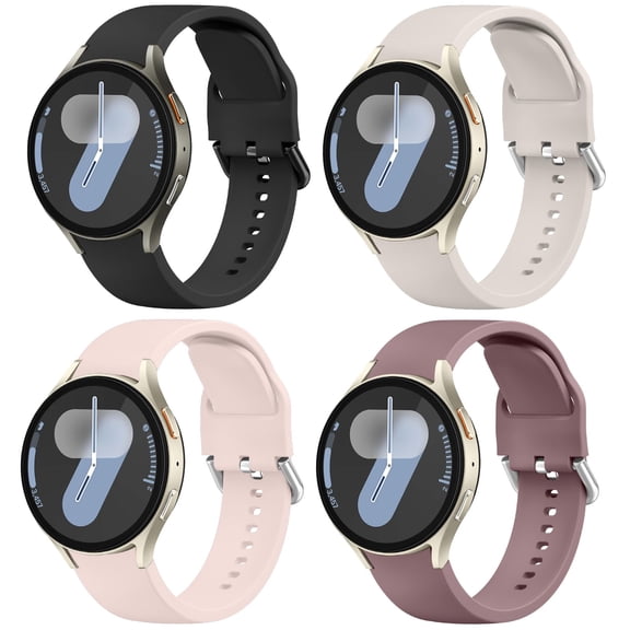 4‑Pack 20mm Silicone Watch Straps, Replacement Bands Compatible with Samsung Galaxy Watch 7/6/5/4 40mm 44mm,6 Classic,4 Classic,5 Pro,Active 2 for Men Women