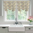 thumbnail image 4 of Vintage Flowers Tie Up Curtains for Windows, Adjustable Balloon Window Shades, Spring Yellow Floral Country Leaves Blue Birds Kitchen Window Treatments Farmhouse Short Curtains 42"x45", 4 of 8