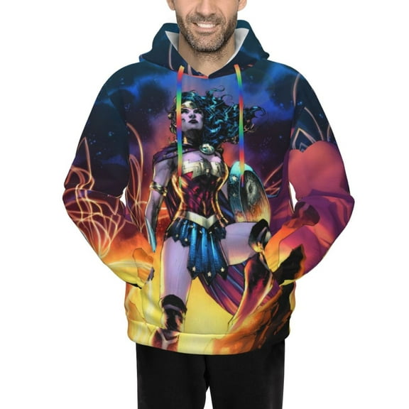 Wonder Woman Men's Hoodie Novelty Pattern Adult Hooded Sweatshirts Casual Unisex Pullover for Women Youth