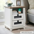 OKD 2Drawer Farmhouse Nightstand with Charging Station for Living Room