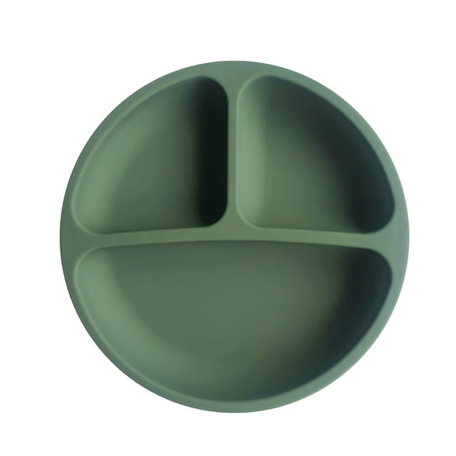 Plato de silicona para comedor, vajilla para cena infantil, cuencos para comer lavables para niños pequeños, vajilla reutilizable para el hogar, verde seitruly BA000329-01