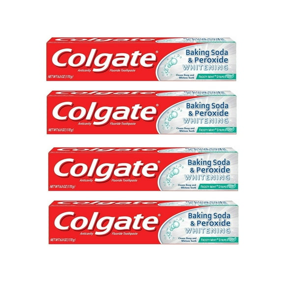 Colgate Baking Soda & Peroxide Whitening Frosty Mint Stripe Toothpaste, 6 oz - Pack of 4