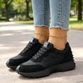 thumbnail image 6 of Knivor Lace Up Retro Fashion Sneakers for Women Color Block Low Top Casual Sneakers Non Slip Platform Sole Lightweight Flat Everyday Casual Shoes, 6 of 9