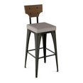 thumbnail image 1 of Amisco Rally 30.88" Faux Leather Bar Stool in Taupe Gray/Gun Metal, 1 of 7