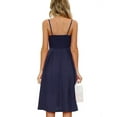 thumbnail image 2 of FANCYINN Womens Blue Tie Front Button Down Spaghetti Strap Midi Dress Vacation Navy Blue XL, 2 of 4