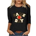 thumbnail image 3 of QATAINLAV T-Shirts de Jour de Match pour Femmes Mode Imprimé Football Manches 3/4 Hauts Décontractés Col Rond Chandail Blouses T-Shirts Graphiques Amusants Vente Hebdomadaire Noir TG, 3 of 5