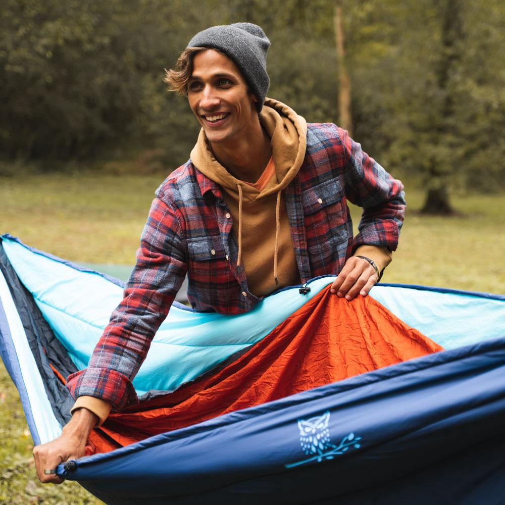 Wise Owl Outfitters Hammock Underquilt, Insulated Down for Outdoor, Indoor, Single & Double Camping Hammocks, Blue