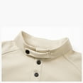 thumbnail image 7 of Men's Thermal Shirt Long Sleeve Button Stand Collar Solid Pullover Top with Pocket Beige 4XL, 7 of 7