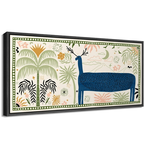 Large Framed Canvas Print Abstract Modern Wall Art Decorative Ready to Hang Painting for Living room Bedroom - 60"x30" Black Frame