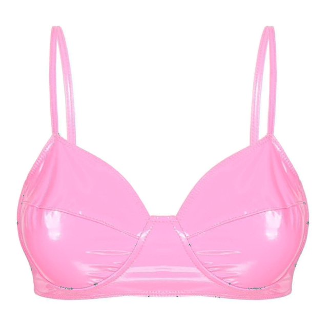Sujetador de danza del vientre para mujer, lencería de moda, de piel sintética con efecto mojado, sin aros, sin relleno, para fiestas, bailes, disfraces y clubes