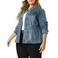 thumbnail image 4 of MODA NOVA Juniors Plus Size Long Sleeve Button Denim Jacket, 4 of 6