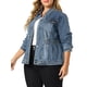 thumbnail image 4 of Chaqueta de mezclilla de botón de manga larga para mujer de tallas grandes Agnes Orinda 5X azul, 4 of 7