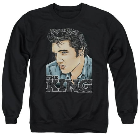 Elvis Presley Motorcycle - Elvis Presley The King of Rock Musical Icon Graphic Sketch Adult Crew Sweatshirt