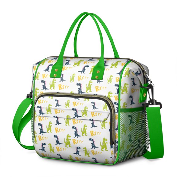 Dinosaur with Rrrr Pattern Womens Lunch Box for Work,Insulated Large Lunch Bag for Tween and Teen,Loncheras Para Mujer,Leakproof Adult Lunch Bag for Work,Beach,Travel,Picnic,Camping