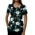 thumbnail image 4 of Black Scrubs Women,Floral Print Medical Tops - Quick-Dry Scrub Blouse with Utility Pockets - Light Blue - XL, 4 of 5