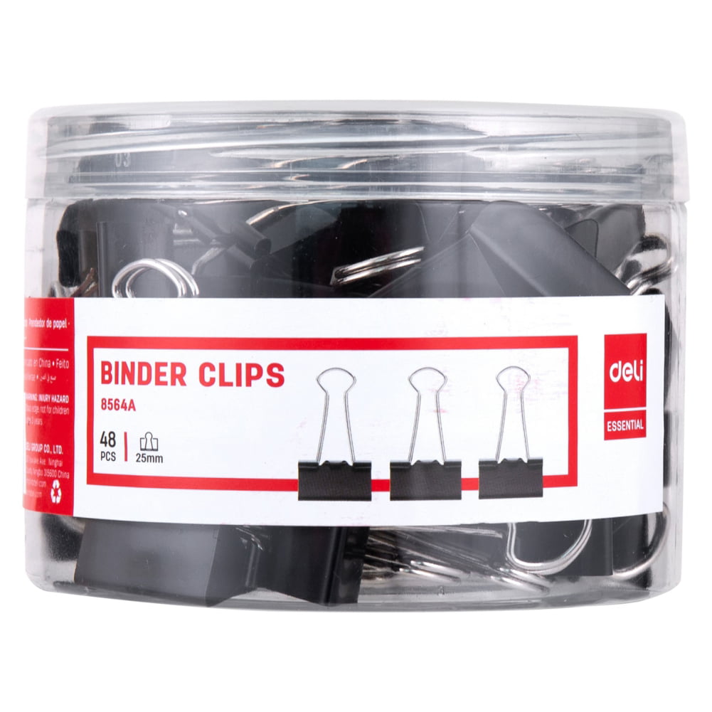 48pcs Black Metal Binder Clip Paper Clips for Office School Supplies 25mm 
