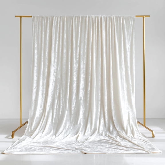 Balsa Circle White 5 feet x 14 feet Crushed Velvet Backdrop Curtain with Rod Pocket Wedding Reception Birthday Party Photobooth Ceremony Event Decorations Supplies