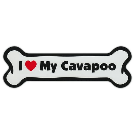Cavalier Sticker - Dog Bone Shaped Car Magnets: I Love My Cavapoo (Cavalier King Charles Poodle)
