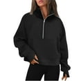 thumbnail image 2 of Women's Casual Half-Zip Pullover Sweatshirt, Long Sleeve Fleece Top with Kangaroo Pocket, Soft and Warm, 2 of 6