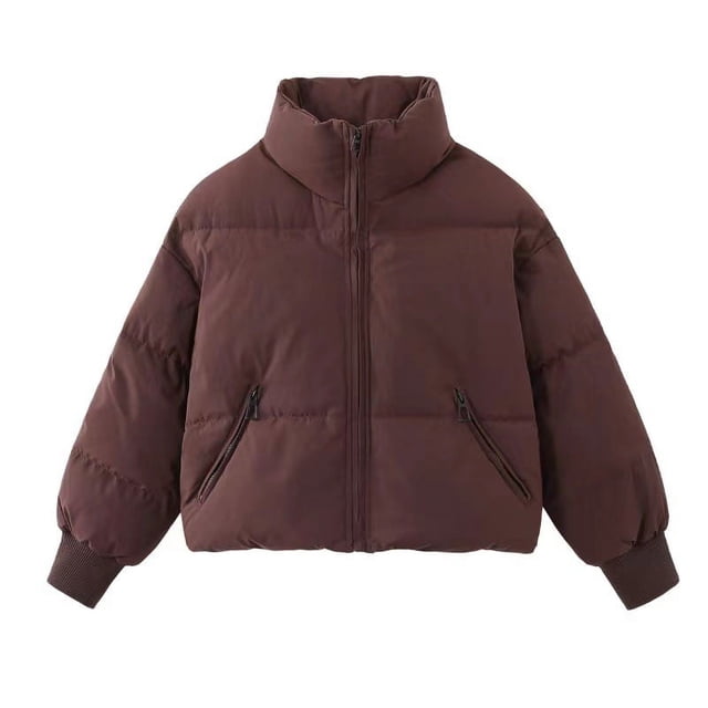 Chaqueta de plumón y algodón de moda para mujer, chaqueta holgada de cuello alto pequeño para estudiantes