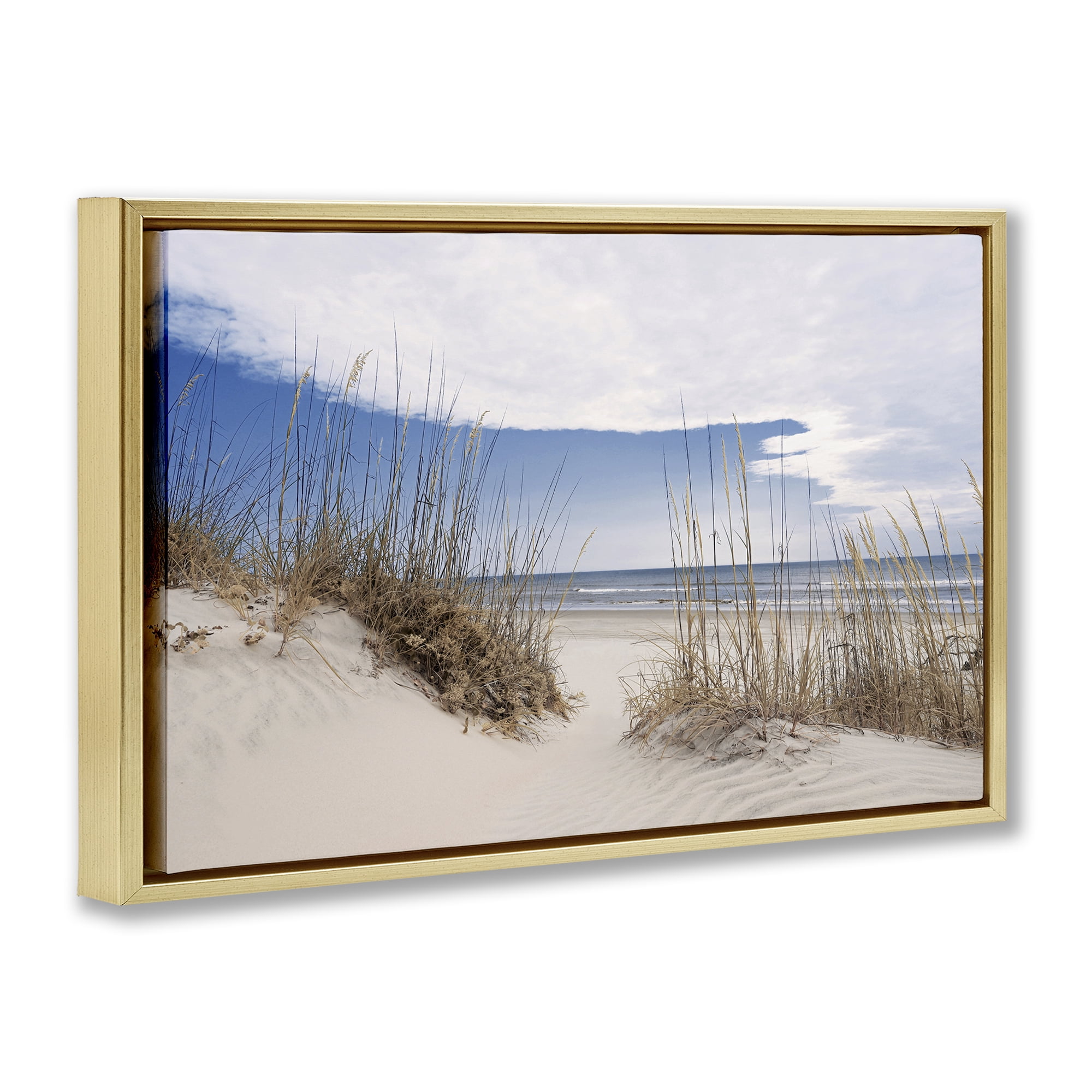 Stupell Industries Sea Oats Along Sandy Dunes Gold Framed Floater Canvas Wall Art, design by Natalie Carpentieri