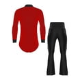 thumbnail image 2 of Kaerm Men's Ballroom Latin Dance Outfit Rhinestones Bodysuit with Flared Pants Red&Black XL, 2 of 7
