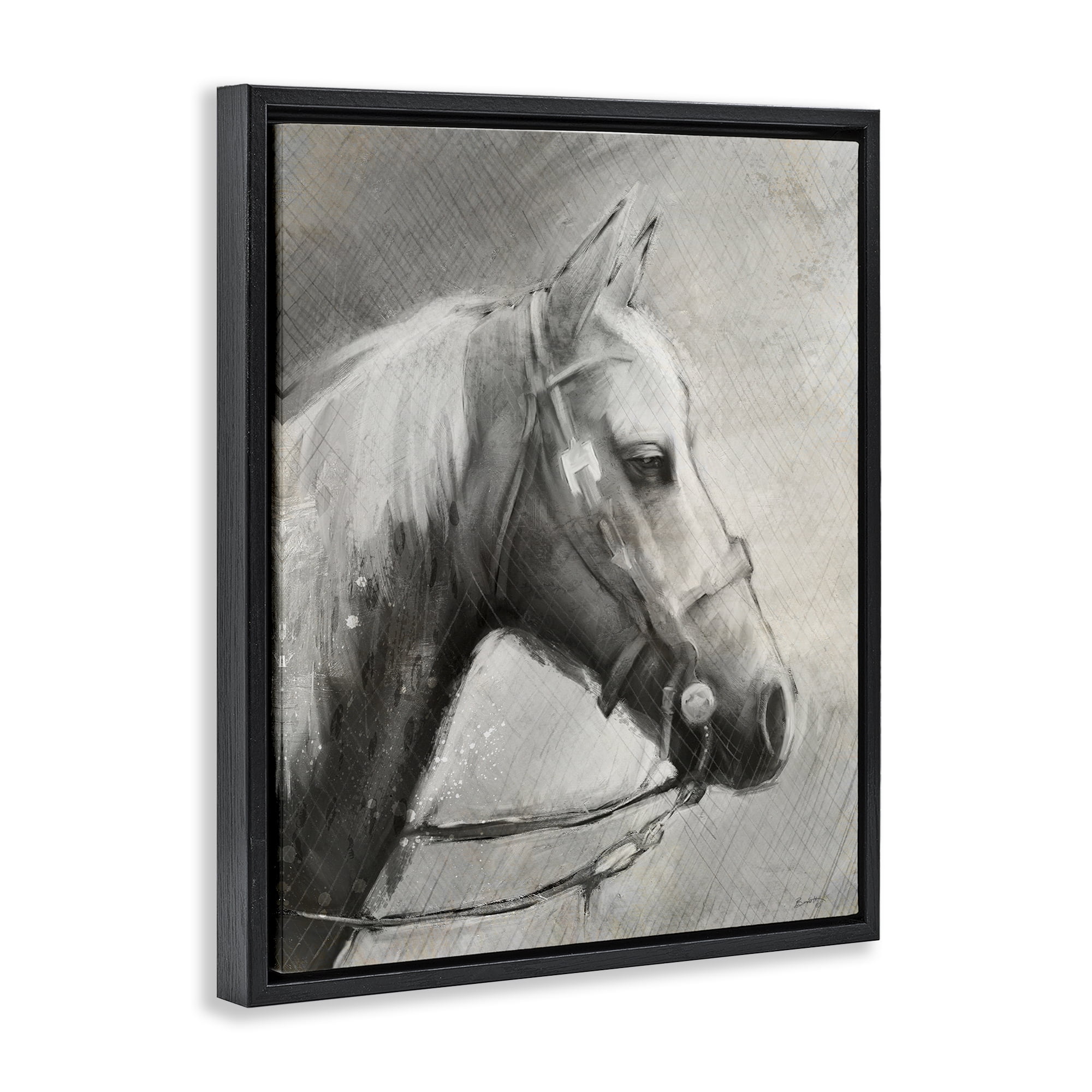 Stupell Industries Modern Ranch Horse Black Framed Floater Canvas Wall Art, design by Chad Barrett