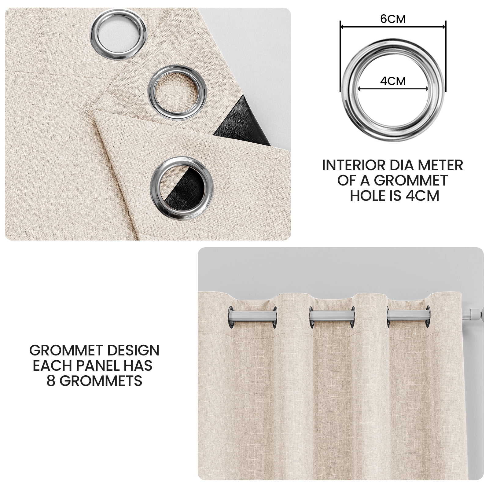 JIATER Blackout Curtains,52 x 72 inch Blackout Curtains Set of 2 for Bedroom Living Room,Thermal Insulated Room Darkening Drapes with Grommet,Beige