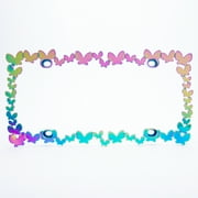 Auto Drive 3D Butterfly Chameleon Chrome Metal License Plate Frame