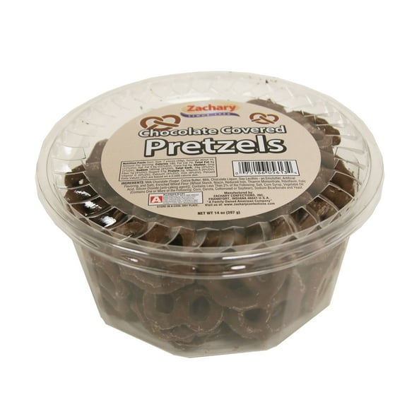 Zachary Real Milk Chocolate Covered Pretzels Snack, 14 oz. Tub pack of 2