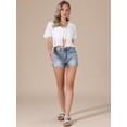 thumbnail image 4 of DARING DIVA Women's Crochet Cardigan Tie Front Go Out Short Sleeve Crop Shrug L White, 4 of 6